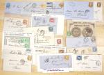 45 lettres classiques avec AFF variés dont n°30 OBL GC 1076 + T17 Colmar (1869) sur bande chargée, n°48 OBL GC 1706 + T17 Granville (1872), n°38 OBL losange de points ambulant "GP2°" + conv station A. CH." (1875)