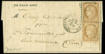 LE DUQUESNE N°36, 2 pièces, OBL GC 347 + CAD "Paris Les Batignolles" (6 janv 71) sur Gazette des Absents n°23 sur lettre pour Pont-Audemer (Eure). Arrivée 15 janv 1871, Le Duquesne, TB