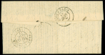 LE DUQUESNE N°36, 2 pièces, OBL GC 347 + CAD "Paris Les Batignolles" (6 janv 71) sur Gazette des Absents n°23 sur lettre pour Pont-Audemer (Eure). Arrivée 15 janv 1871, Le Duquesne, TB