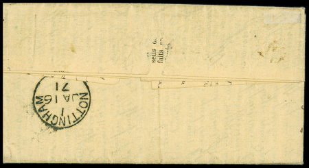 N°30 OBL étoile 4 + CAD "Paris R. d'Enghien" (13 janv 71) sur Gazette des Absents n°25 pour Nottingham (GB) avec arrivée 16 nov, TB