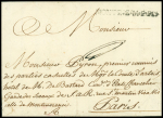 Lettre de Montreuil pour Paris avec MP "Montr. S. M. P. P" (L n°6 - 1776 - ind 26). RR