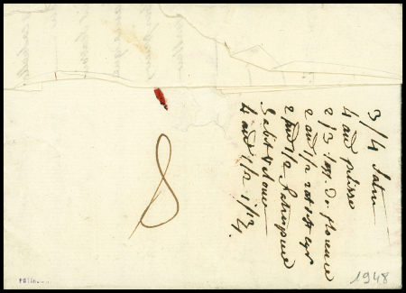 Lettre de Montreuil pour Paris avec MP "Montr. S. M. P. P" (L n°6 - 1776 - ind 26). RR