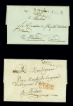 2 lettres avec MP "P 61 P Montreuil.s.Mer" + "Port Payé" (1805 chacune), ind 20 chaque. TB