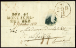 Lettre d'Angleterre (15 juillet 1821) pour Ecuire par Montreuil avec au verso MP "Deb 61 Montreuil-s-Mer". TB