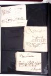 57 lettres anciennes du Pas de Calais dans un classeur noir dont Arras (1705 - 1710 etc), Aire (1704 et 1744), "Deb d'Aire" (1804 - manuscrit), 2 marques "Franc" manuscrit sur lettres de Calais pour Boulogne sur Mer