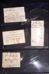 57 lettres anciennes du Pas de Calais dans un classeur noir dont Arras (1705 - 1710 etc), Aire (1704 et 1744), "Deb d'Aire" (1804 - manuscrit), 2 marques "Franc" manuscrit sur lettres de Calais pour Boulogne sur Mer