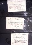 57 lettres anciennes du Pas de Calais dans un classeur noir dont Arras (1705 - 1710 etc), Aire (1704 et 1744), "Deb d'Aire" (1804 - manuscrit), 2 marques "Franc" manuscrit sur lettres de Calais pour Boulogne sur Mer