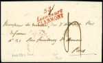 OISE Double cursive rouge "58 Liancourt Clermont" (1823),