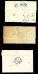 Basqueville : 3 lettres dont 2 MP "P 74 P Basqueville" (ind 14 et ind 18). TB