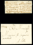 Dieppe : 2 lettres - marque manuscrite "Dedieppe" ( 1687) et MP "Diepe" (L1 - 1737 - ind 19). Certificat Baudot. TB