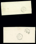 2 lettres : n°3 OBL grille + T15" Foucarmont (74)" (1849 - ind 18)= et n°90 OBL CAD bleu "Foucarmont Seine Inférieure" (1881). TB