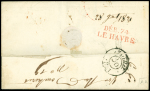 Lettre avec au verso MP rouge "Deb 74 Le Havre" (1821=, ind 18. TB