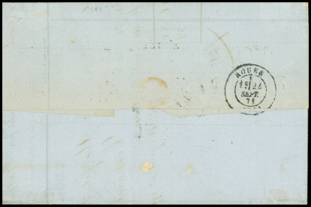 N°25 + 26 en paire + 37 OBL GC 1769 + T17 Le Havre (23 sept 1871) sur lettre. TB
