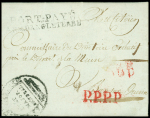 Lettre de Rouen (An 6) avec MP "Port payé arm. d'Angleterre" + cachet ovale noir de l'état-major général. Rare et TB