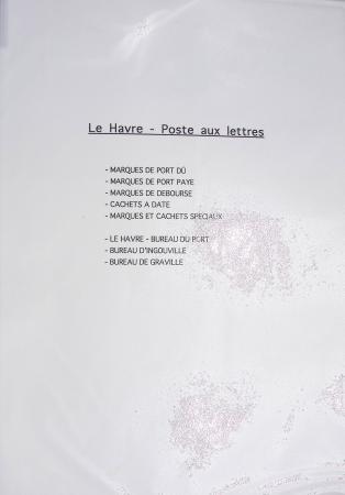 Ensemble de 59 plis  du Havre et de Dieppe dont n°47 sur lettre, poste maritime, bureau d'Ingouville, Grasville, cachet rect d'essai rouge du Havre, fev 1828