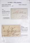 Ensemble de 59 plis du Havre et de Dieppe dont n°47 sur lettre, poste maritime, bureau d'Ingouville, Grasville, cachet rect d'essai rouge du Havre, fev 1828
