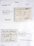 Ensemble de 59 plis du Havre et de Dieppe dont n°47 sur lettre, poste maritime, bureau d'Ingouville, Grasville, cachet rect d'essai rouge du Havre, fev 1828