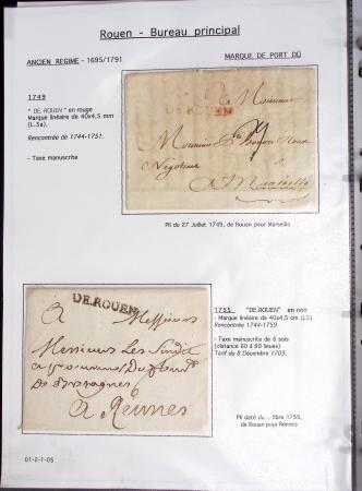 Ensemble de 46 plis de Rouen dont MP ancien régime, MP "Deb de Rouen" (L24 - 1771 - ind 23)