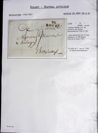 Ensemble de 46 plis de Rouen dont MP ancien régime, MP "Deb de Rouen" (L24 - 1771 - ind 23)