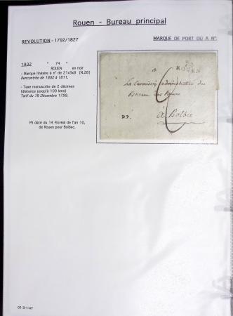 Ensemble de 46 plis de Rouen dont MP ancien régime, MP "Deb de Rouen" (L24 - 1771 - ind 23)