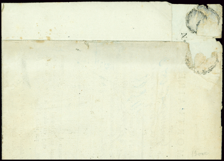 Lettre avec au recto MP rouge "123 Groningue" et au verso MP noire "Deb 76 Abbeville" (1812 - extrait mortuaire imprimé), ind 17. TB