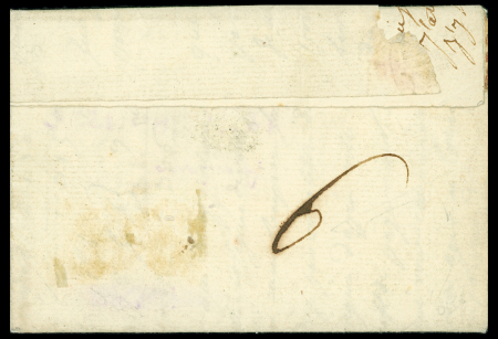 "Port payé d'Amiens" avec fleur de lys, cachet ovale orné de 33x18mm (Lenain n°26 - 1776). RR, TB