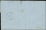 N°45, touché, OBL PC du GC 1 + T17 Abbeville (18 mars 71) sur lettre avec petite marque "taxe allemande" d'Abbeville (50mm) + taxe 2 tampon façon manuscrite, ind 19. TB