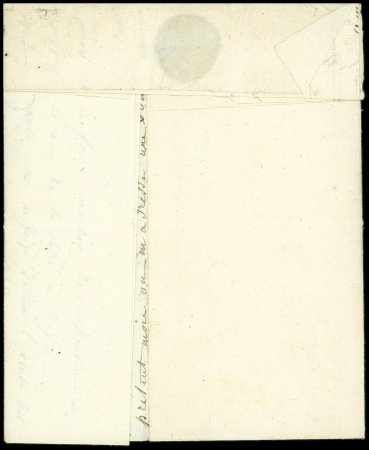 Lettre avec MP rouge "76 Amiens" avec au verso MP noire "Deb de Doullens" (27x11mm) (1816), ind 20