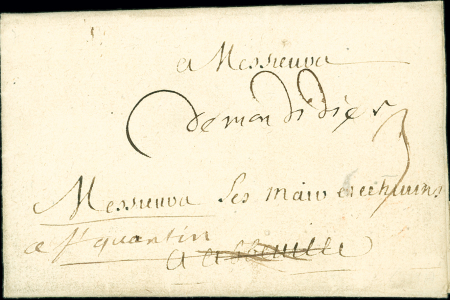 Marque manuscrite "De Mondidier" (L n°1, ind 22), TB