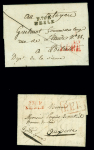 MP "P 76 P Nesle" (An 6, ind 15) noir et 1819 (rouge, ind 19). Bel ensemble