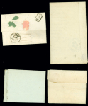 4 plis d'Abbeville avec cursives : MP "P 76 P Abbeville" + double cursive "76 Oisemont Abbeville" (1820) - double cursive "76 Oisemont Abbeville" - MP "P 76 P Airaines" + double cursive "76 Oisemont Airaines" (1825)