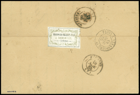 N°22 OBL GC 4347 + T15 "Woincourt boite mobile" (1865) sur lettre