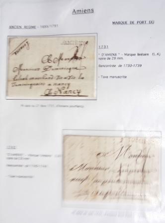 Ensemble de 53 plis d'Amiens - Abbeville - Saint Valery en Caux dont MP ancien régime. TB