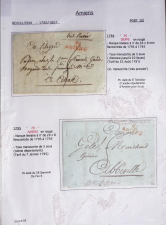 Ensemble de 53 plis d'Amiens - Abbeville - Saint Valery en Caux dont MP ancien régime. TB