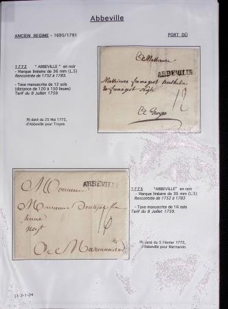 Ensemble de 53 plis d'Amiens - Abbeville - Saint Valery en Caux dont MP ancien régime. TB