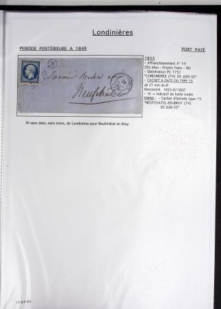 Seine Inférieure : 25 lettres dont cursives "74 Auffay", "74 Bellencombre", "74 Les Grandes ventes" (2 diff), "74 Londinières", "74 Motteville", "74 St Victor l'Abbaye". TB
