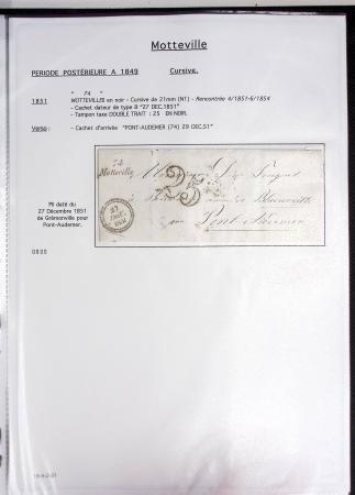 Seine Inférieure : 25 lettres dont cursives "74 Auffay", "74 Bellencombre", "74 Les Grandes ventes" (2 diff), "74 Londinières", "74 Motteville", "74 St Victor l'Abbaye". TB