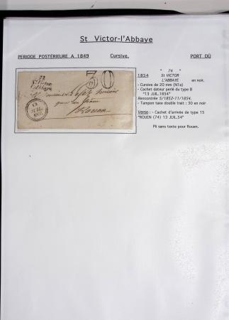 Seine Inférieure : 25 lettres dont cursives "74 Auffay", "74 Bellencombre", "74 Les Grandes ventes" (2 diff), "74 Londinières", "74 Motteville", "74 St Victor l'Abbaye". TB