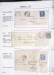 Seine Inférieure : 25 lettres dont cursives "74 Auffay", "74 Bellencombre", "74 Les Grandes ventes" (2 diff), "74 Londinières", "74 Motteville", "74 St Victor l'Abbaye". TB