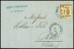 Alsace n°5 OBL CAD "Muhlhausen im Elsass" (18.9.71) sur lettre pour Bâle (Suisse) au tarif frontalier à 10c. TB