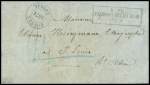 Lettre non affranchie avec cachet provisoire "Postes Epinal 1871" + CAD rect bleu "K. PR. Feldpost-relais n°66" (18.3.71 - Epinal) sur lettre pour Saint-Louis (Haut-Rhin) avec taxe 25 au crayon bleu car non affranchie. T