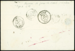 INDRE-ET-LOIRE n°22 OBL bureau de passe 2188 type A (Le Mans) + T15 Tours-Gare (1864) sur lettre, ind 19. Jolie pièce
