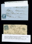 18 lettres diverses plupart période classique dont n°60 OBL GC 3076 + T17 "La Rade de Toulon (78)" (1874 - ind 18). B
