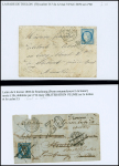 18 lettres diverses plupart période classique dont n°60 OBL GC 3076 + T17 "La Rade de Toulon (78)" (1874 - ind 18). B