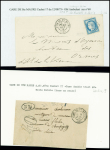 18 lettres diverses plupart période classique dont n°60 OBL GC 3076 + T17 "La Rade de Toulon (78)" (1874 - ind 18). B
