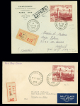 2 lettres AFF PA n°28, 100F CITT OBL 13.6.49 (1er jour) dont une lettre recommandée exprès pour le Canada. TB
