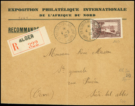 N°100 10F brun OBL "exposition philatélique INTle d'Alger"