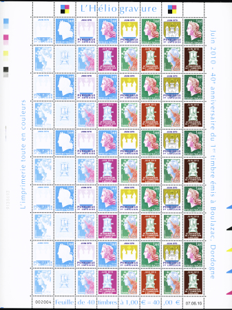 N°4459 à 4464 40ème anniversaire de l'imprimerie de Boulazac, série de 4 feuilles de 40 timbres, neufs **, TB