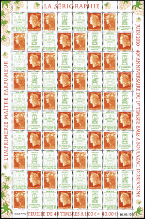 N°4459 à 4464 40ème anniversaire de l'imprimerie de Boulazac, série de 4 feuilles de 40 timbres, neufs **, TB