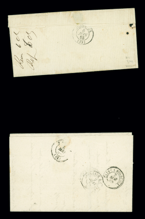 2 lettres : n°14 OBL PC 21 + T22 Aillas (1858 - ind 17) et n°22 OBL GC 27 + T22 Aillas (1862 - ind 17). TB